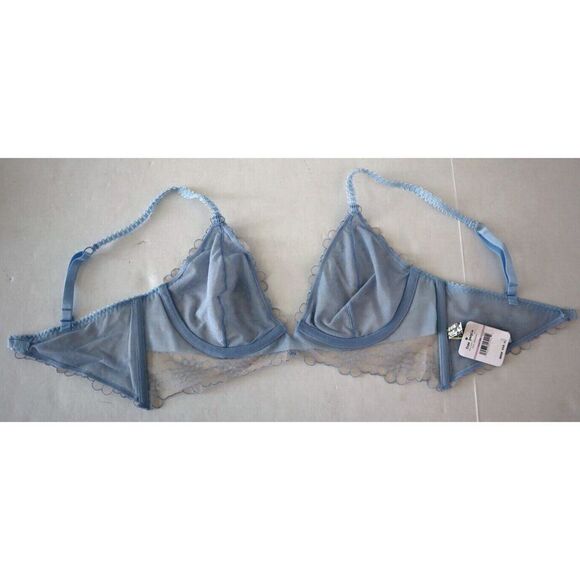 Free People OB1104627 Sz 32D Blue Hydrangea Lucia Underwire Sheer Lace Bra $48 - Picture 7 of 9